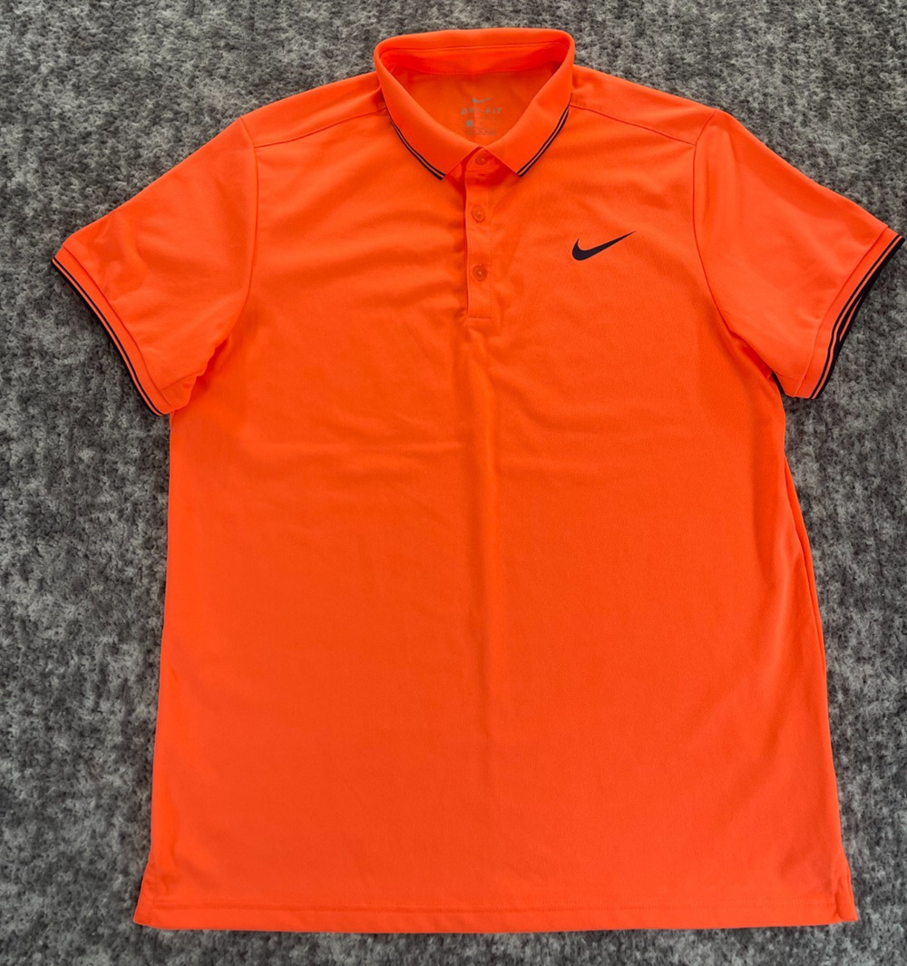Nike Dri-FIT Polo Shirt Men's Large Orange Performance Golf Athletic Shirt